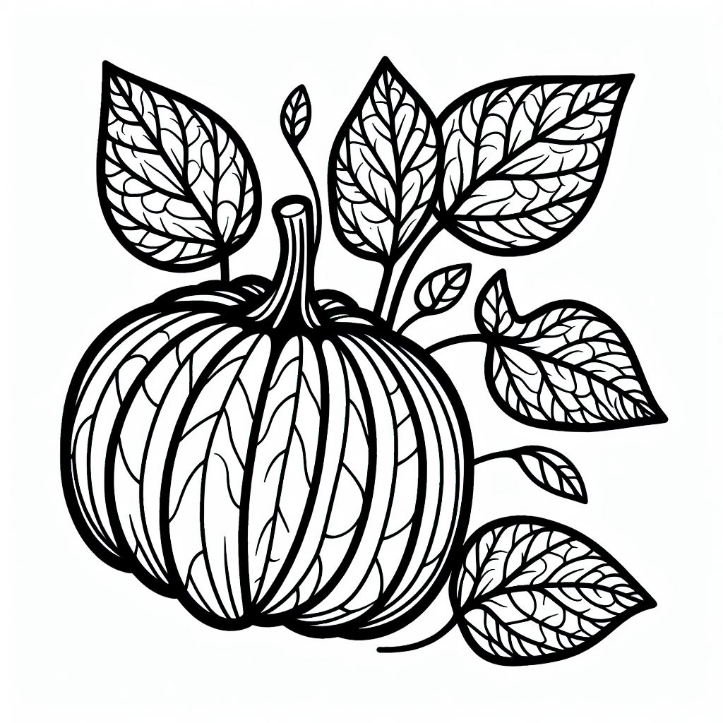 A black and white drawing of a pumpkin