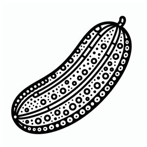 A black and white drawing of a banana