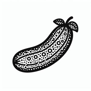 A black and white drawing of a cucumber 4