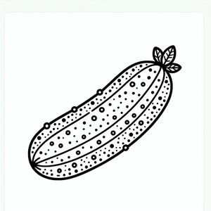 A black and white drawing of a cucumber