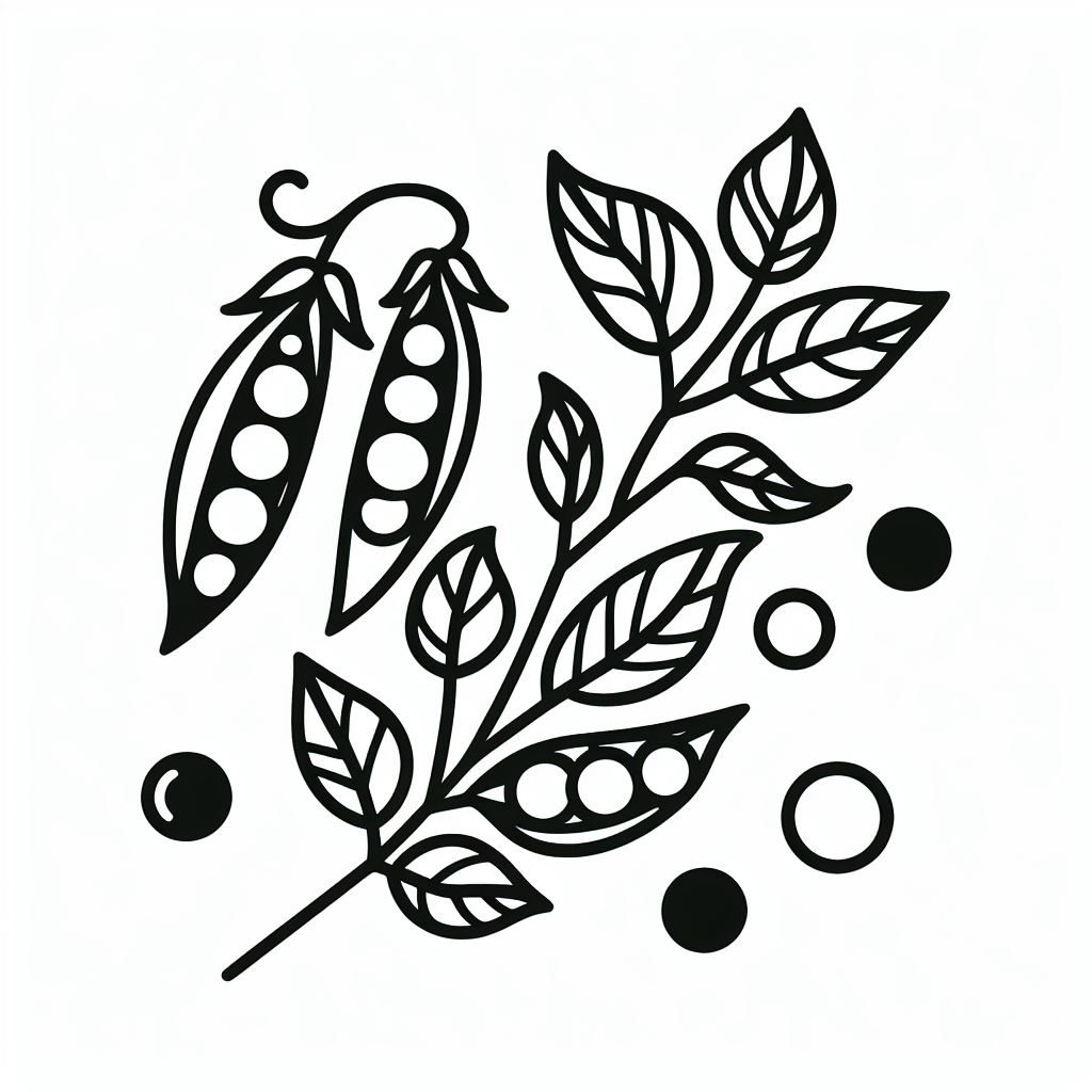 A black and white drawing of a plant