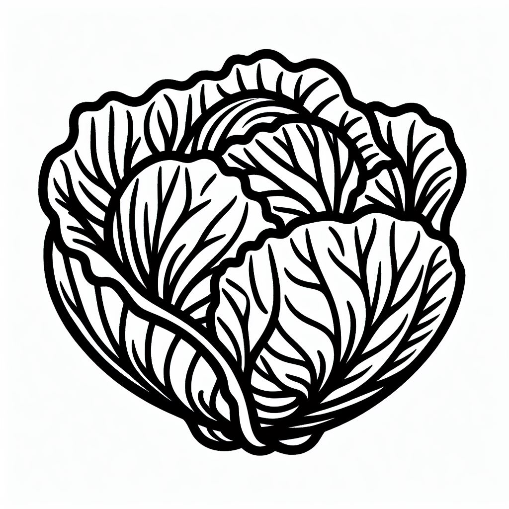 A black and white drawing of lettuce