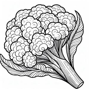 A black and white drawing of a bunch of broccoli 3