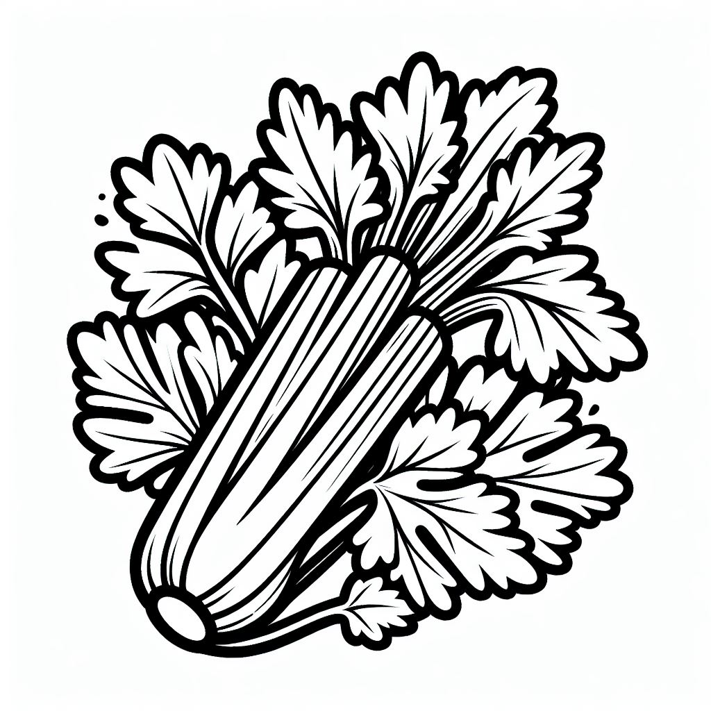 A black and white drawing of a bunch of carrots