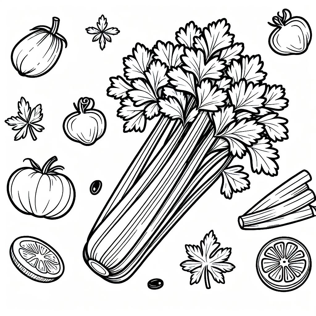 Một bó rau được vẽ màu đen và trắng