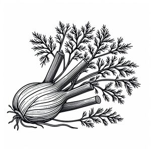 A black and white drawing of a bunch of onions