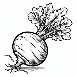 A black and white drawing of a radishes 4