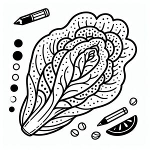 A black and white drawing of a lettuce