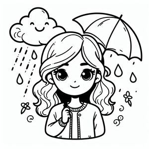 Girl holding an umbrella in the rain