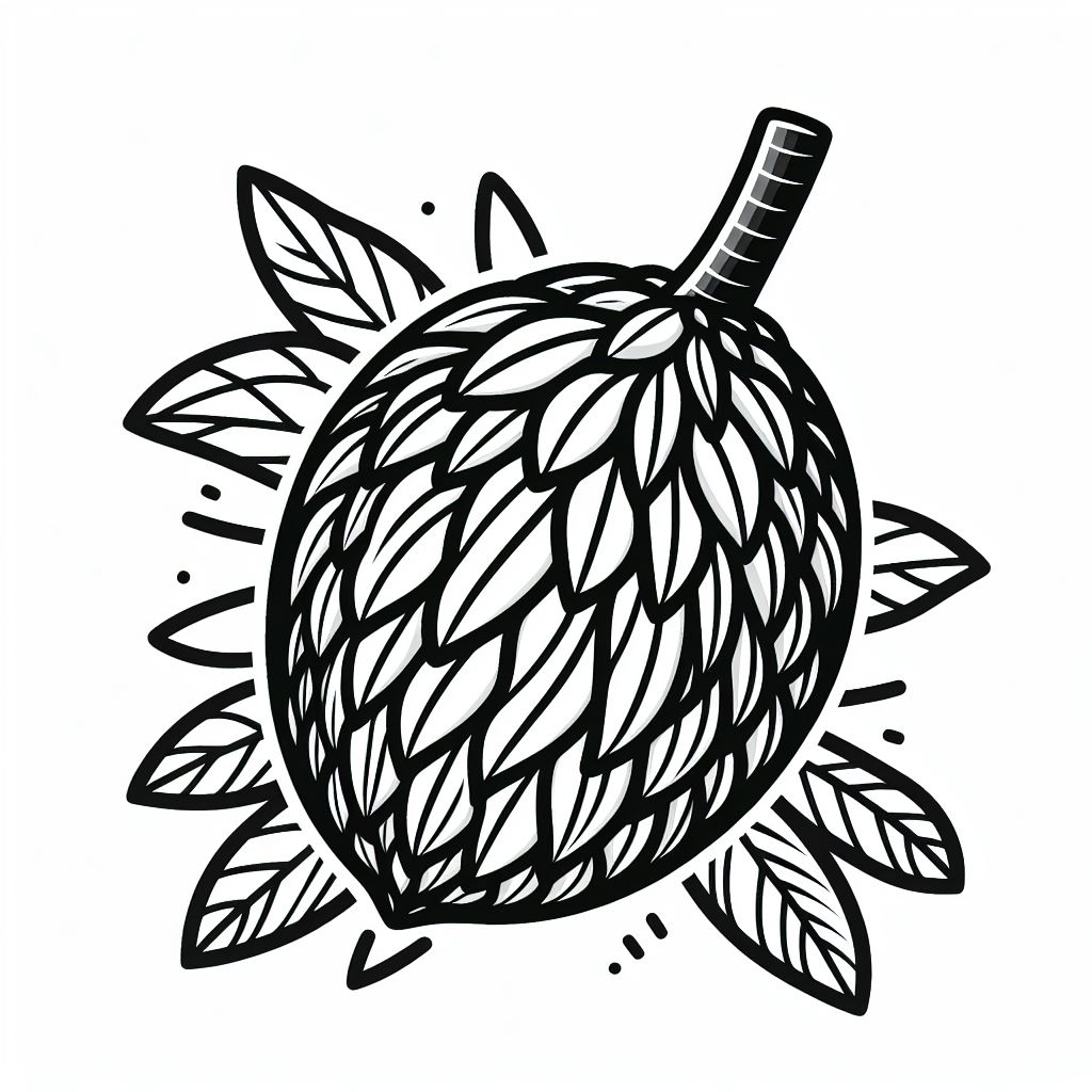 A black and white drawing of an acorn