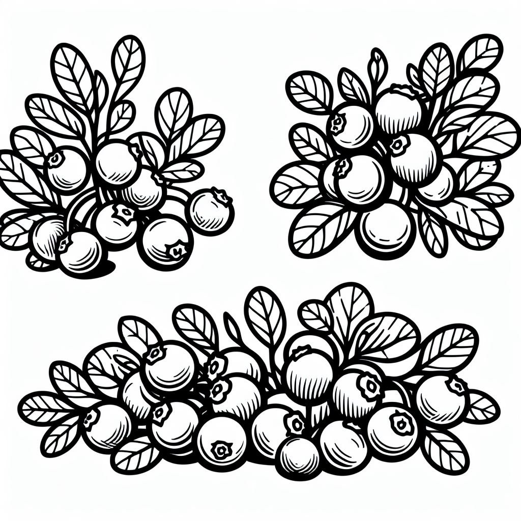 A set of three black and white images of berries