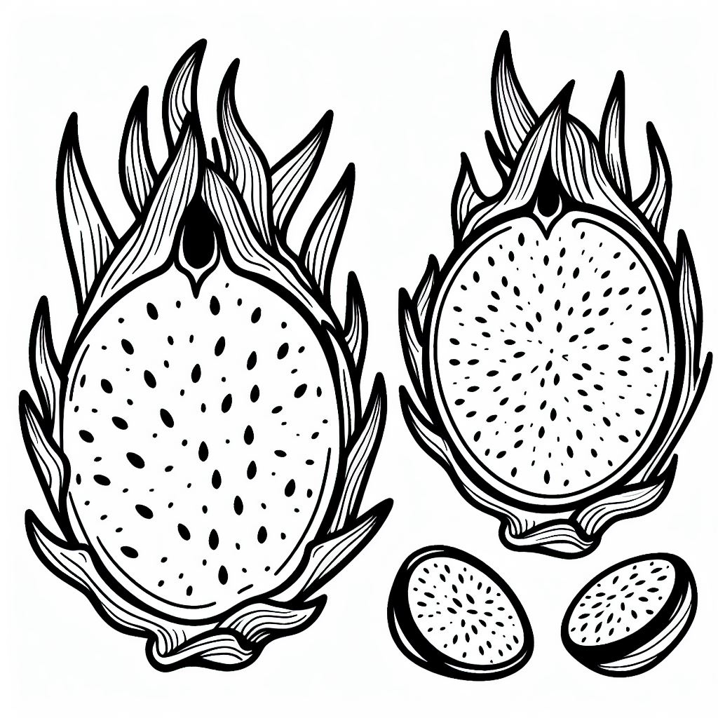 A black and white drawing of a fruit 3