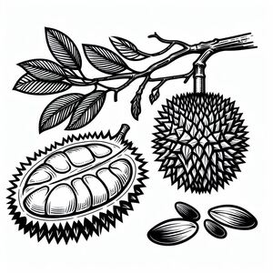 A black and white drawing of a fruit 2