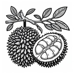 A black and white drawing of a fruit 4