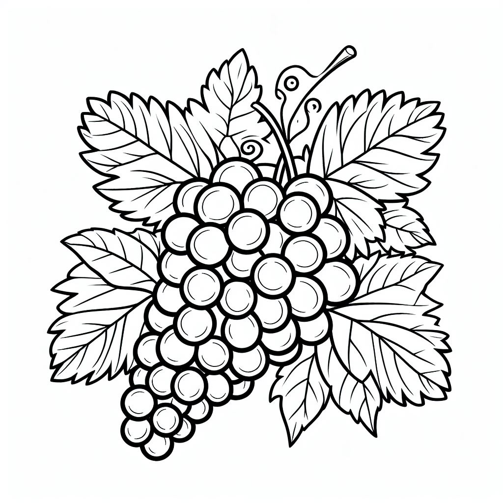 A bunch of grapes with leaves on a white background