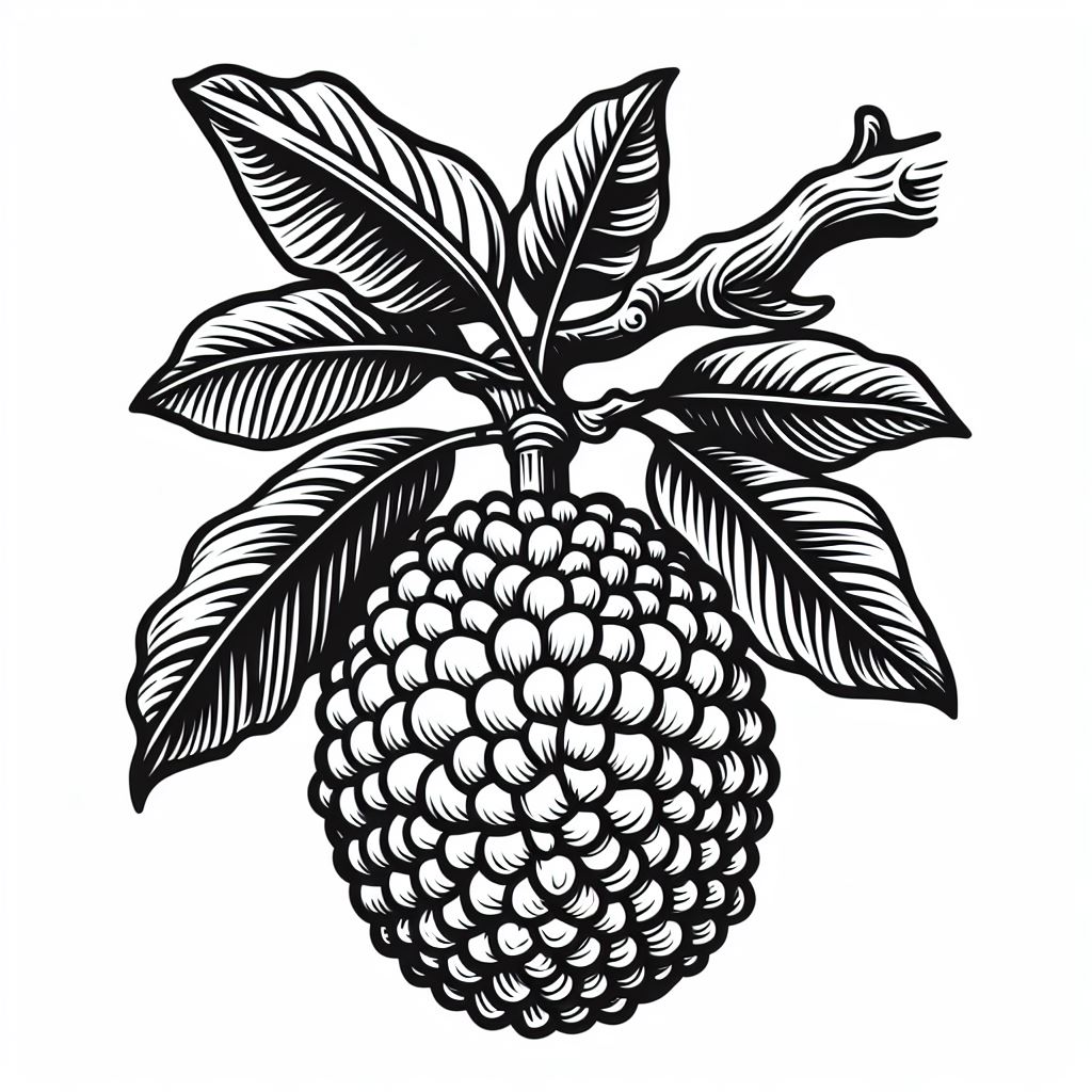 A black and white drawing of a raspberry 3