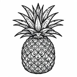 A black and white drawing of a pineapple 2