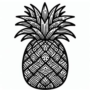 A black and white drawing of a pineapple 3