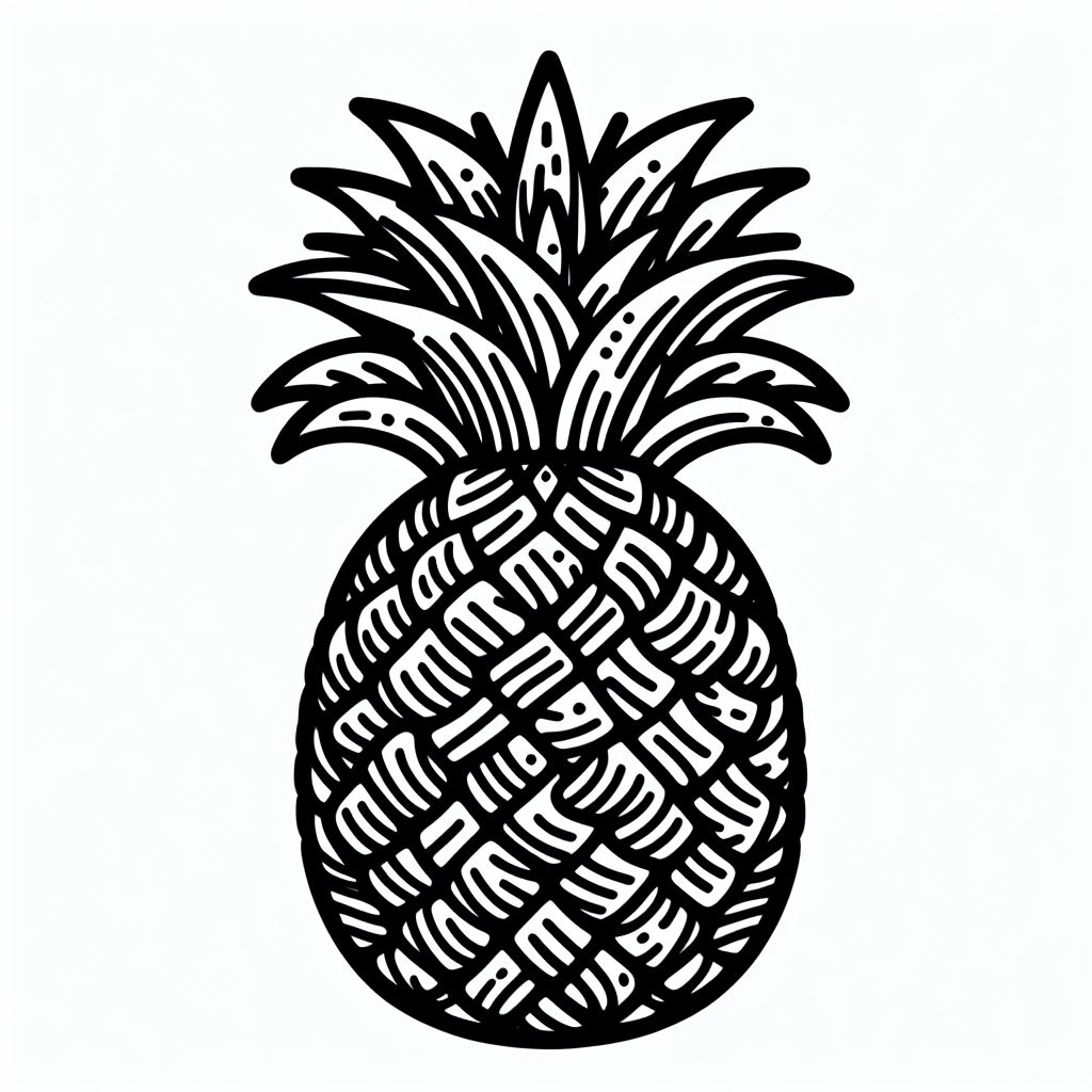 A black and white drawing of a pineapple 4