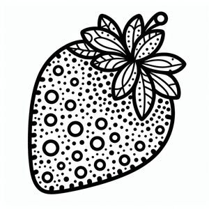 A black and white drawing of a strawberry 2