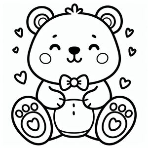 A teddy bear with hearts around it