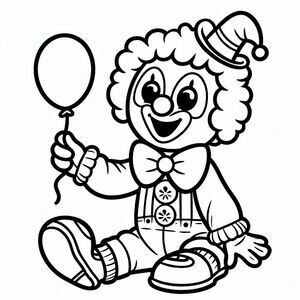 Tiny clown holding a balloon