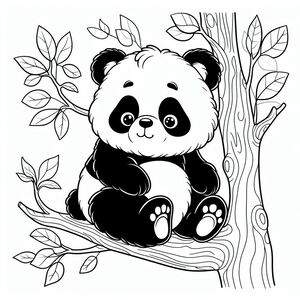 Baby Panda Sits on Tree 1