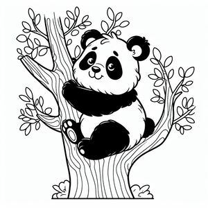 Baby Panda Sits on Tree 4