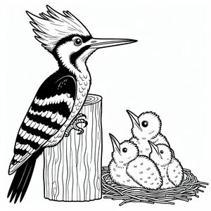 Pileated Woodpecker and chicks 2