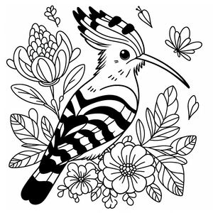 Eurasian Hoopoe Bird in Flowers 1