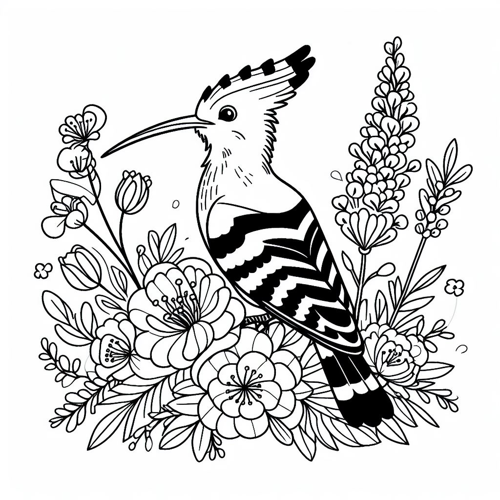 Eurasian Hoopoe Bird in Flowers 3