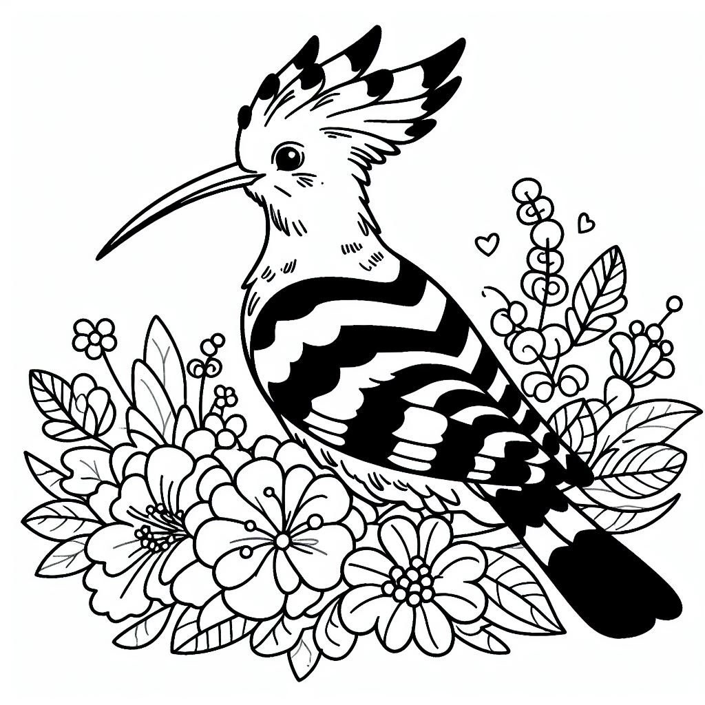 Eurasian Hoopoe Bird in Flowers 4