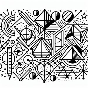 A black and white drawing of geometric shapes 11