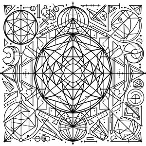A black and white drawing of a geometric design 12