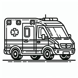A black and white drawing of an ambulance 3