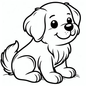 A cute puppy sitting down coloring page