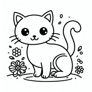 Một bản vẽ đen trắng của một con mèo 3