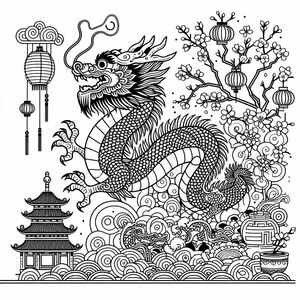 A black and white drawing of a dragon 3
