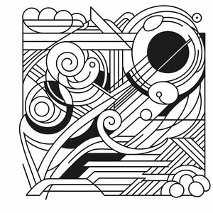 A black and white drawing of a geometric design 4