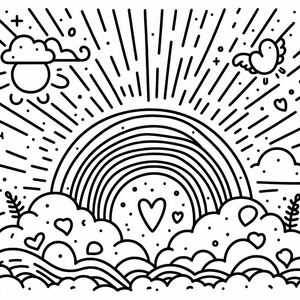 A black and white drawing of a rainbow 2