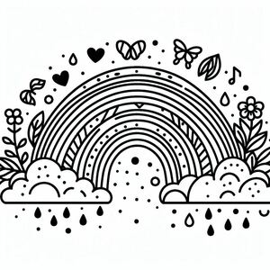 A black and white drawing of a rainbow 3