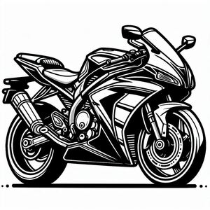 A black and white drawing of a motorcycle 2