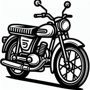 A black and white drawing of a motorcycle 3