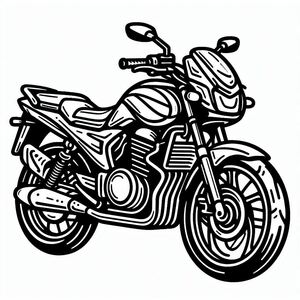 A black and white drawing of a motorcycle