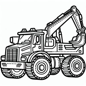 A black and white image of a construction vehicle