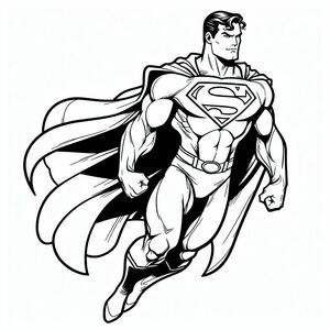 A black and white drawing of a superman 4