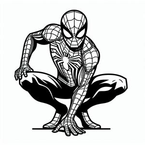 A black and white drawing of a spider man 2