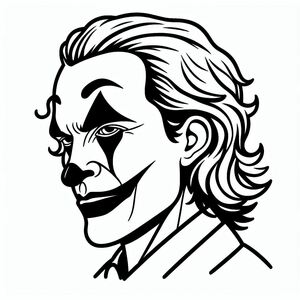 A black and white drawing of a clown 4