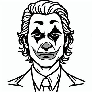 A black and white drawing of a clown