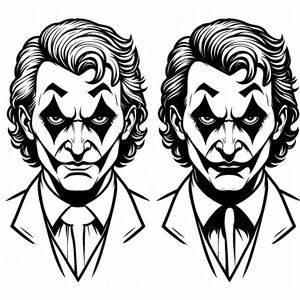 Two jokers with their faces painted black and white
